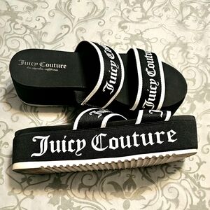 Juicy Couture Juicy Couture Dawna Black White Platform Sandals/Slides